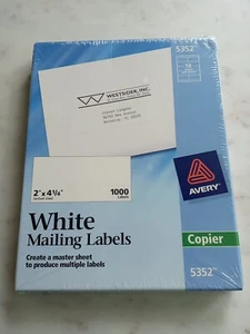 Avery Kopierer weiß Adressetiketten 2"x 4-1/4" 1000 Etiketten 5352 - Bild 1 von 3