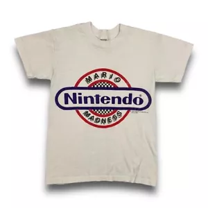 Vintage 80er Nintendo Mario Madness Spiel Promo Neuheit T-Shirt JUGEND M weiß selten - Bild 1 von 5