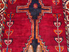 5x9 COLORFUL RUG ANTIQUE HANDMADE VINTAGE oriental HAND-KNOTTED heriz red navy