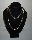 Vintage Faux Peal Plastic & Metal Goldtone Bead Fashion Necklace - FN0109
