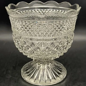 Anchor Hocking Clear Wexford Pedestal Center Bowl 1967-1998 Made in USA 7" tall - Picture 1 of 12
