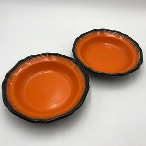 Set of 2 Mikasa Pewter Plus Red Rim Soup Salad Bowl Vintage 1970's D4021 Orange - Picture 1 of 8