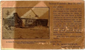 SABBATH SCHOOL MISSIONARY W SCHUREMAN 1907 DENVER COLORADO FUND RAISING POSTCARD - Picture 1 of 2