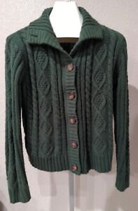 St. John's Bay Green Long Sleeve Button Front Cable Knit Cardigan Sweater Large