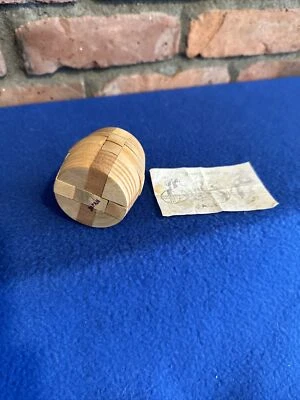 Wooden Barrel Brain Teaser puzzle. W/ instructions Made in JAPAN Vintage Toy - Image 1 of 4