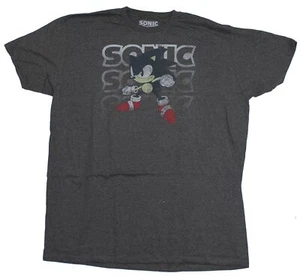 Sonic The Hedgehog Adult New T-Shirt - Distressed Sonic Pic Over Name Drop - Picture 1 of 1