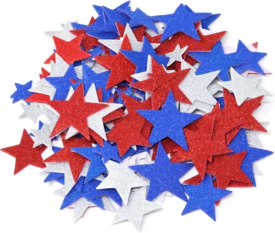 200 PIEZAS Pegatinas Brillo Estrella Patriótica Espuma 4 de Julio Día de la Independencia Auto-Anuncio Foto 1 de 4