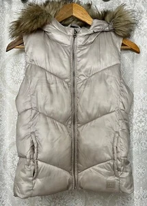 Gap kids size XL puffer vest hooded faux fur Excellent Condition - Picture 1 of 10