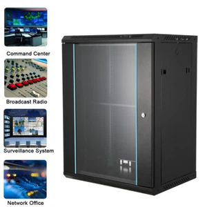 Server Rack Data Cabinet 15U 45cm Deep Wall Mounted Storage Rack for Home Office - Picture 1 of 12