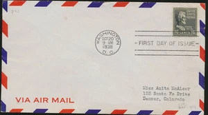 #821 Abraham Lincoln 1938 cubierta de primer día con frontera de correo aéreo LOTE 1334 - Imagen 1 de 1