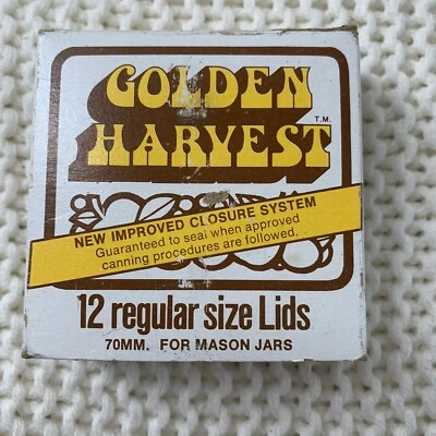Vintage Nuevo en Paquete Cosecha Dorada 12 Reg. Tapas Talla 70MM. Tarros para Mason  Foto 1 de 4