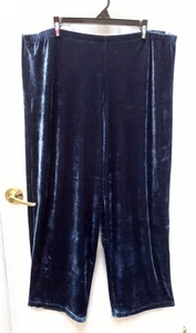 Pantalones de terciopelo metálico azul fábrica Quacker talla XL elásticos pierna ancha - Imagen 1 de 4