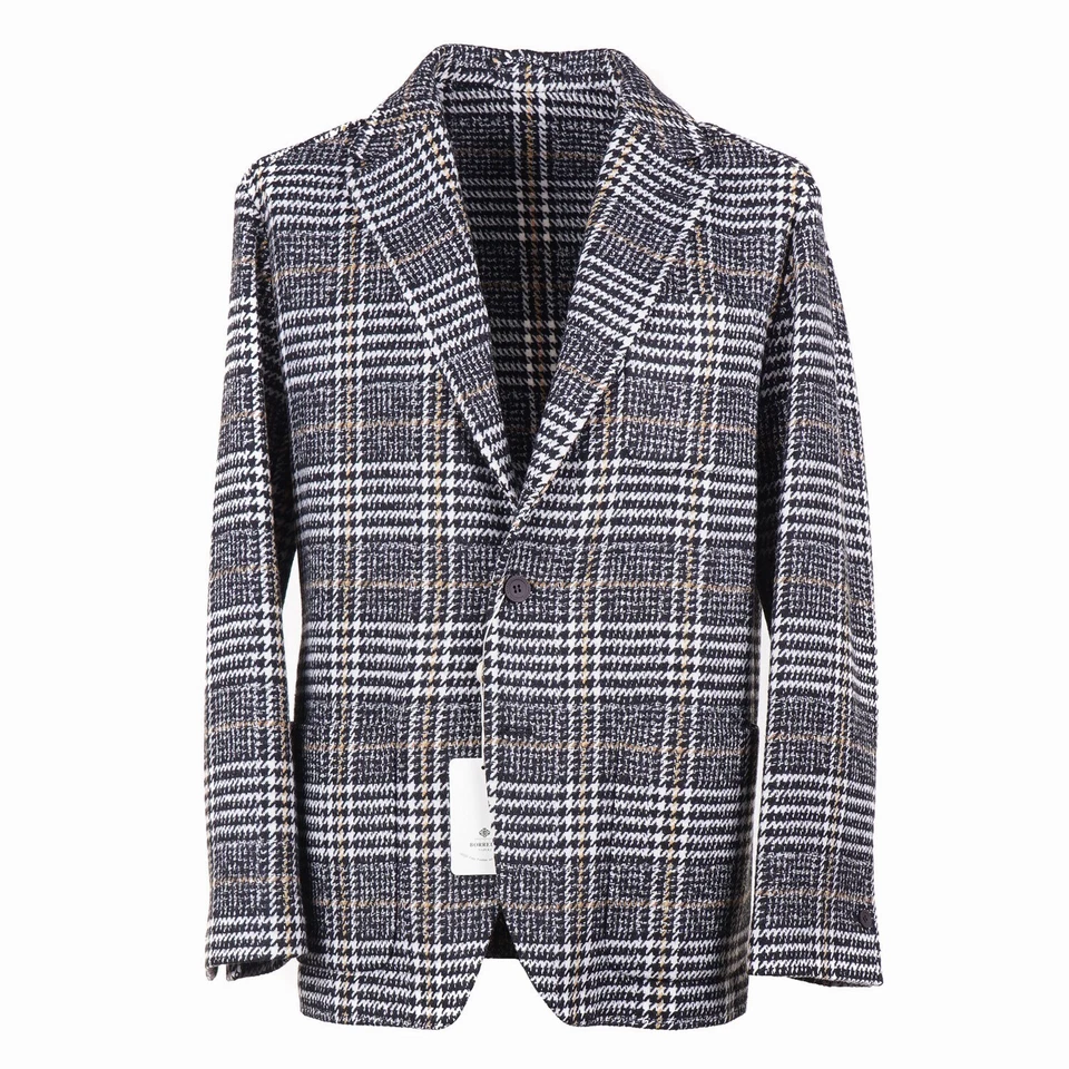 Abrigo deportivo Luigi Borrelli ajuste relajado sin estructura a cuadros en capas 42R nuevo con etiquetas Foto 1 de 4