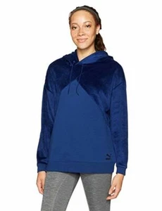 XL Women's PUMA Blue Fabric Block Oversized Pullover Hoodie - Picture 1 of 12