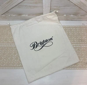 Brighton Ivory W Black Logo Flannel Drawstring Dust Bag Shoe Storage 16.5" x 14" - Picture 1 of 1