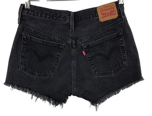 Levi's 501 Women's Size 28 Cut Off Button Fly Black Wash Jean Shorts - Picture 1 of 9