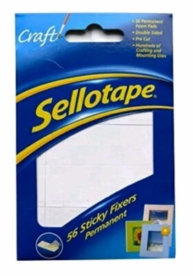 SELLOTAPE -HENKEL Sellotape Sticky Fixers,Double sided, pk 56 permanent foam pads 20mm. , pre-cut