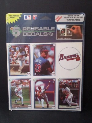 MLB 1992 Atlanta Braves 5 Reusable Decals High Five Justice Glavine New in Pack - Image 1 of 2