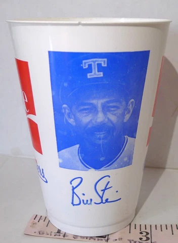 1991 Texas Rangers Arlington Stadium MLB Plastic Cup Bill Stein Pete OBrien RARE Cover