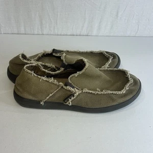 Crocs Men's Size 9 Santa Cruz Frayed Canvas Khaki Loafer Slip On - Picture 1 of 8