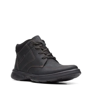 Herren Clarks Bradley Halbhoher Stiefel - schwarzes Leder, Größe 10 M US [2616865] - Bild 1 von 7
