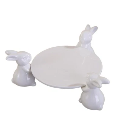 Bunny Rabbit Ceramic Plate, Easter Cupcake Stand Ceramic Dessert Serving Plat... - Image 1 of 4