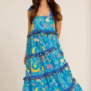 Love Bonfire The Label ~ Aurora Australis Scallop Maxi Dress Gown 14 16 XL BNWT - Bild 1 von 11