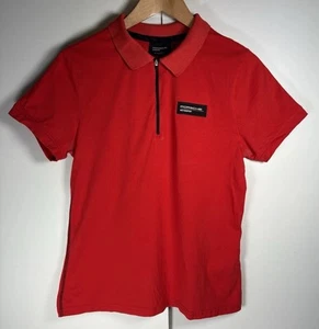 Porsche Polo Shirt Womens Medium Red 1/4 Zip Short Sleeve Motorsport - Picture 1 of 12