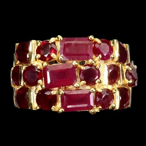 925 Sterling Silver Ring Oval Ruby 6x4mm Natural Gemstone Jewelry Size 8 - Picture 1 of 14