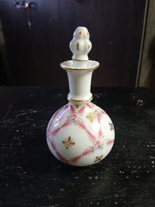 Nantucket Porcelain Floral Perfume Bottle With Stopper 4.75" Tall - Picture 1 of 7