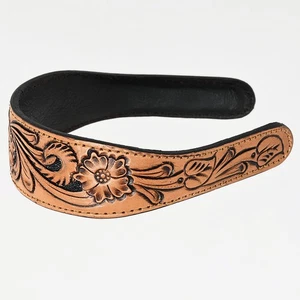 AD American Darling Hand-Tooled Western Leather Floral Carved Hair Band - Picture 1 of 3