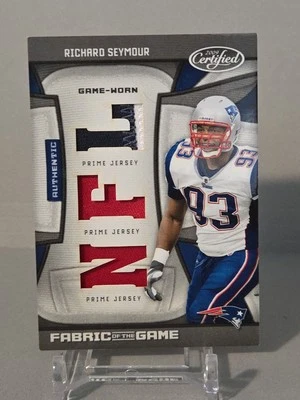 Richard Seymour 2009 Certified Triple Game Used Jersey Patches 3 Colors 10/25 - Image 1 of 4