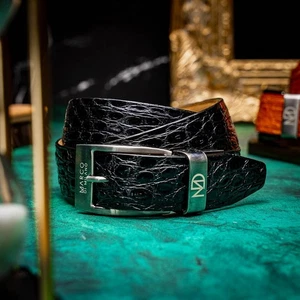 NUEVO Cinturón de Moda Marco Milano Para Hombres Exótico Cuero de Cocodrilo Genuino Negro EE. UU. - Imagen 1 de 5