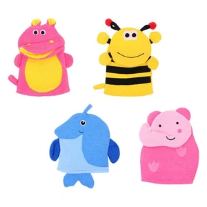  4 Pcs Bath Accessories for Kids Exfoliating Body Scrub Shower Gloves - Picture 1 of 8