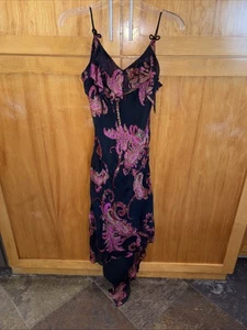 Andretta Donatello Dress Black Silk Beaded Sequin Asymmetrical Fairy Vintage M - Picture 1 of 11