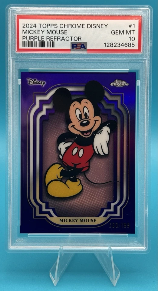 2024 Topps Chrome Disney Mickey Mouse #1 Purple Refractor /199 PSA 10 - Bild 1 von 2