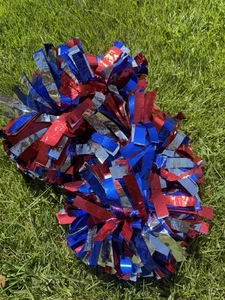 Varsity Spirit Bommel rot silber blau metallic Cheerleading Tanzspiel Halloween - Bild 1 von 4