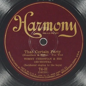 TOMMY CHRISTIAN Show Me The Way To Go Home / That Certain Party HARMONY 74-H VG - Picture 1 of 4
