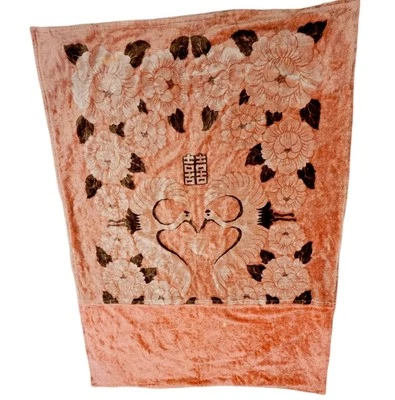 MCM DE COLECCIÓN 1950 Visón Coreano Melocotón Rosa Floral Manta Cobertor Doble Pesado 58x81" Foto 1 de 4