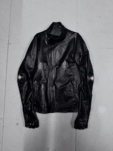 Carol Christian Poell Leather Motorcycle Jacket Black Stand Up Collar Men's - Picture 1 of 8