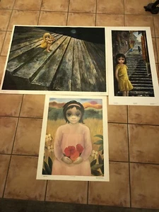 Margaret Walter Keane Vintage Prints Lot of 3 Big Eyes 1960's - Picture 1 of 15