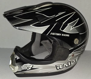 Youth RAIDER MX 2 Sports Motocross Helmet YL Factory Racing Large L Black/Silver - Picture 1 of 14