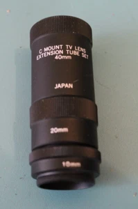 C MOUNT TV LENS EXTENSION THREE TUBE SET 40MM 20MM 10MM MADE IN JAPAN - Picture 1 of 2
