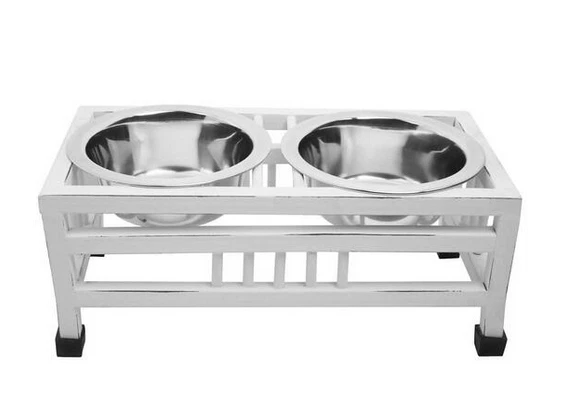 Jantar de cachorro de ferro forjado Indipets com acabamento antigo - x2 tigelas [pequenas] - Imagem 1 de 1