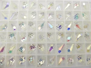 Crystal AB (13x6.5mm) Vintage Swarovski 6000 Faceted Pendant Drops - Picture 1 of 3