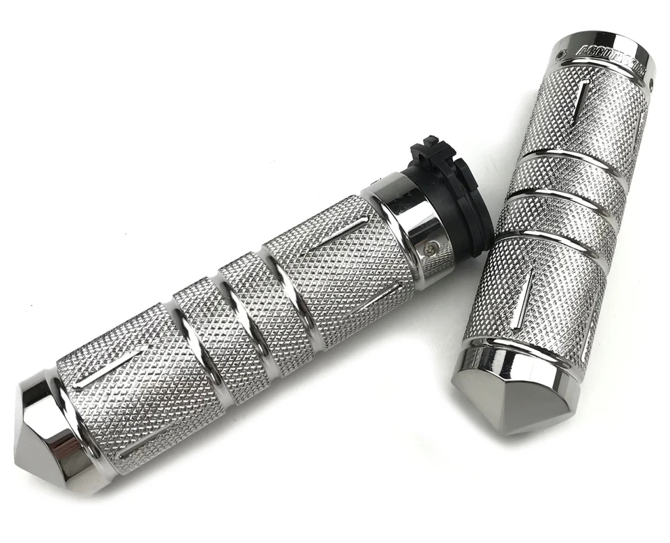 Accutronix Diamond Knurled Dual Cable Chrome Grips (GR100-SKIC) - Image 1 of 1