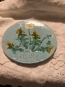 West German Dandelion Majolica Embossed Plate Beautiful Collectors Item - Picture 1 of 4