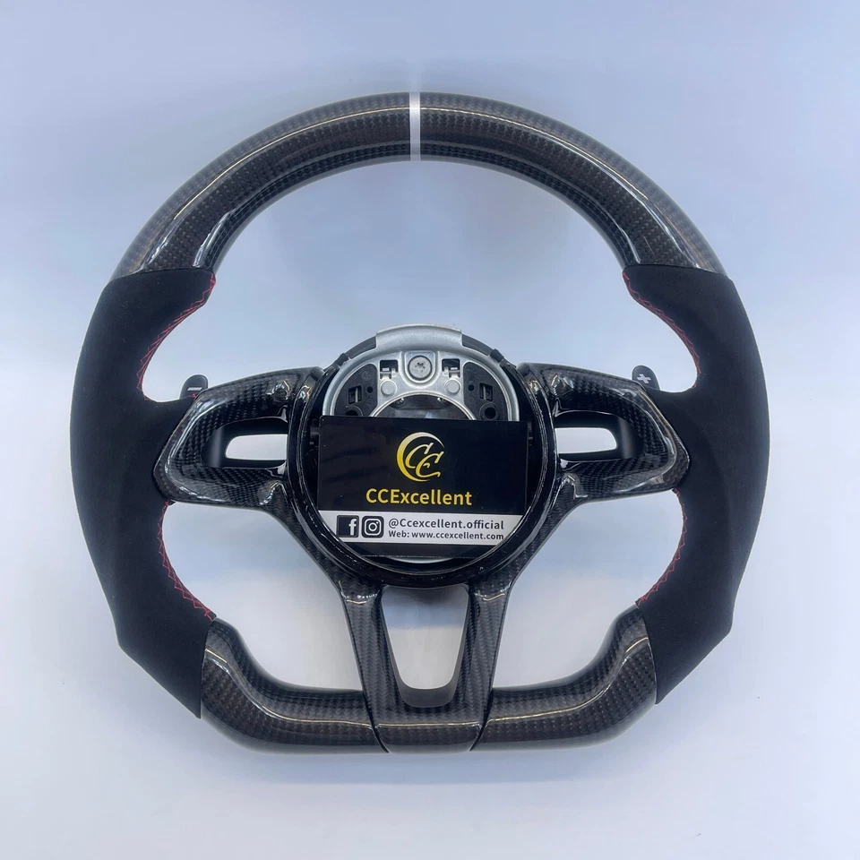For McLaren 650S MP4-12C 570S 600LT  15-23 Carbon Fiber Alcantara Steering Wheel - Imagem 1 de 4