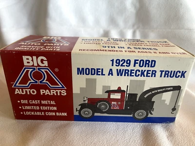 Camión grúa Ford Modelo A 1929, metal fundido a presión, piezas de automóviles Big A Foto 1 de 4