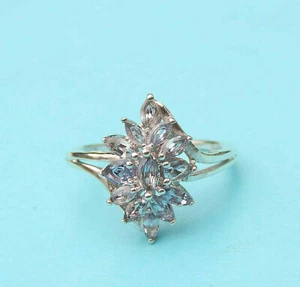 Anillo racimo en aerosol de tanzanita marquesa genuina para dama ~ plata de ley - Imagen 1 de 4